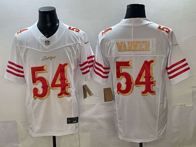 Men 2026 San Francisco 49ers #54 Warner White 5th generations Nike Limited NFL Jersey style 001